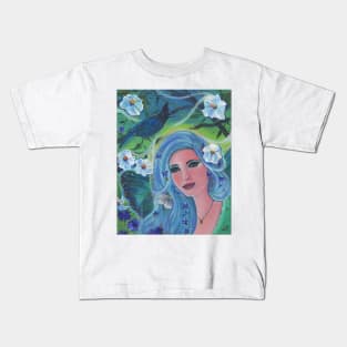 Spring Fae with moonflowers copyright Renee Lavoie Kids T-Shirt